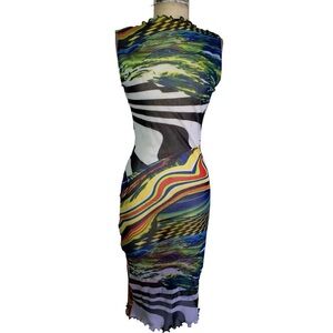 Vibrant Multicolor Sleeveless mesh Dress